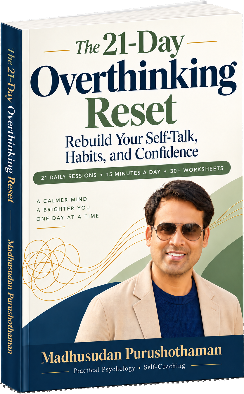The 21-Day Overthinking Reset, by Madhusudan Purushothaman — eBook cover